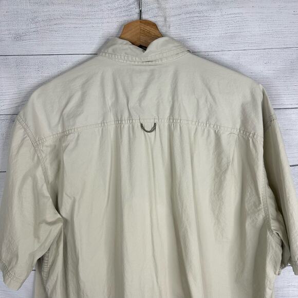 Columbia Mens size XL Short Sleeve Button Down Utility Shirt Khaki - Picture 6 of 9
